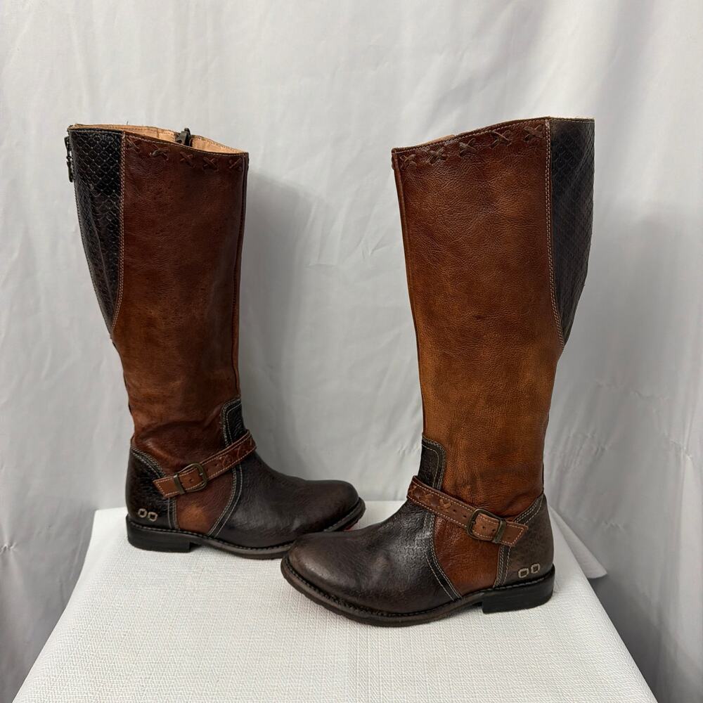 BedStu Boots Womens 7.5 Glaye Tall Riding Two Tone Back Zip for Wide Calves - Picture 12 of 15